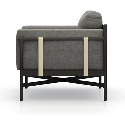 Hearst Outdoor Chair by Four Hands in bronze. Made from 100% olefin, aluminum, 100% polypropylene in a modern style.