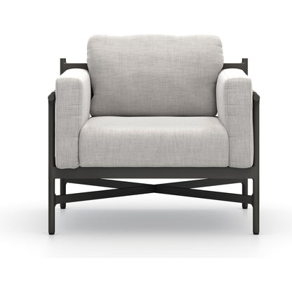 Hearst Outdoor Chair by Four Hands in bronze. Made from 100% olefin, aluminum, 100% polypropylene in a modern style.