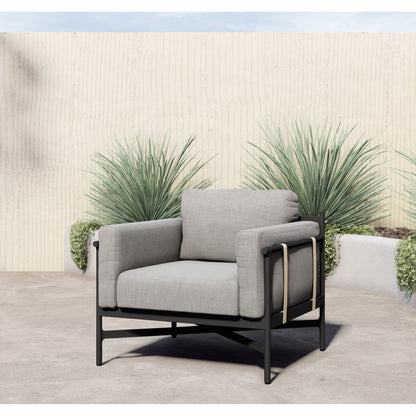 Hearst Outdoor Chair by Four Hands in bronze. Made from 100% olefin, aluminum, 100% polypropylene in a modern style.