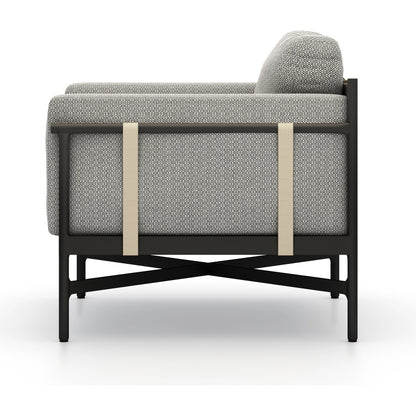 Hearst Outdoor Chair by Four Hands in bronze. Made from 100% olefin, aluminum, 100% polypropylene in a modern style.