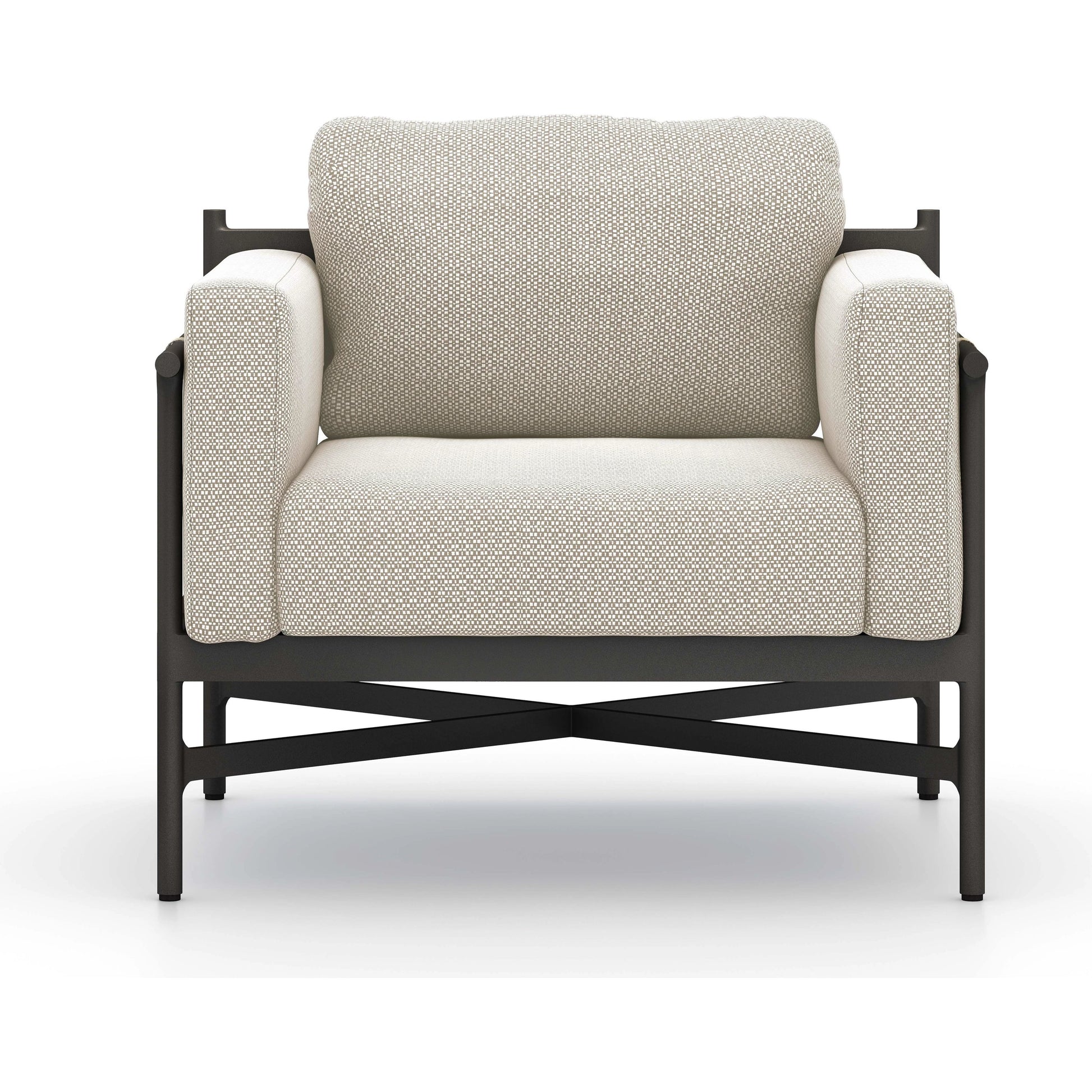 Hearst Outdoor Chair by Four Hands in bronze. Made from 100% olefin, aluminum, 100% polypropylene in a modern style.