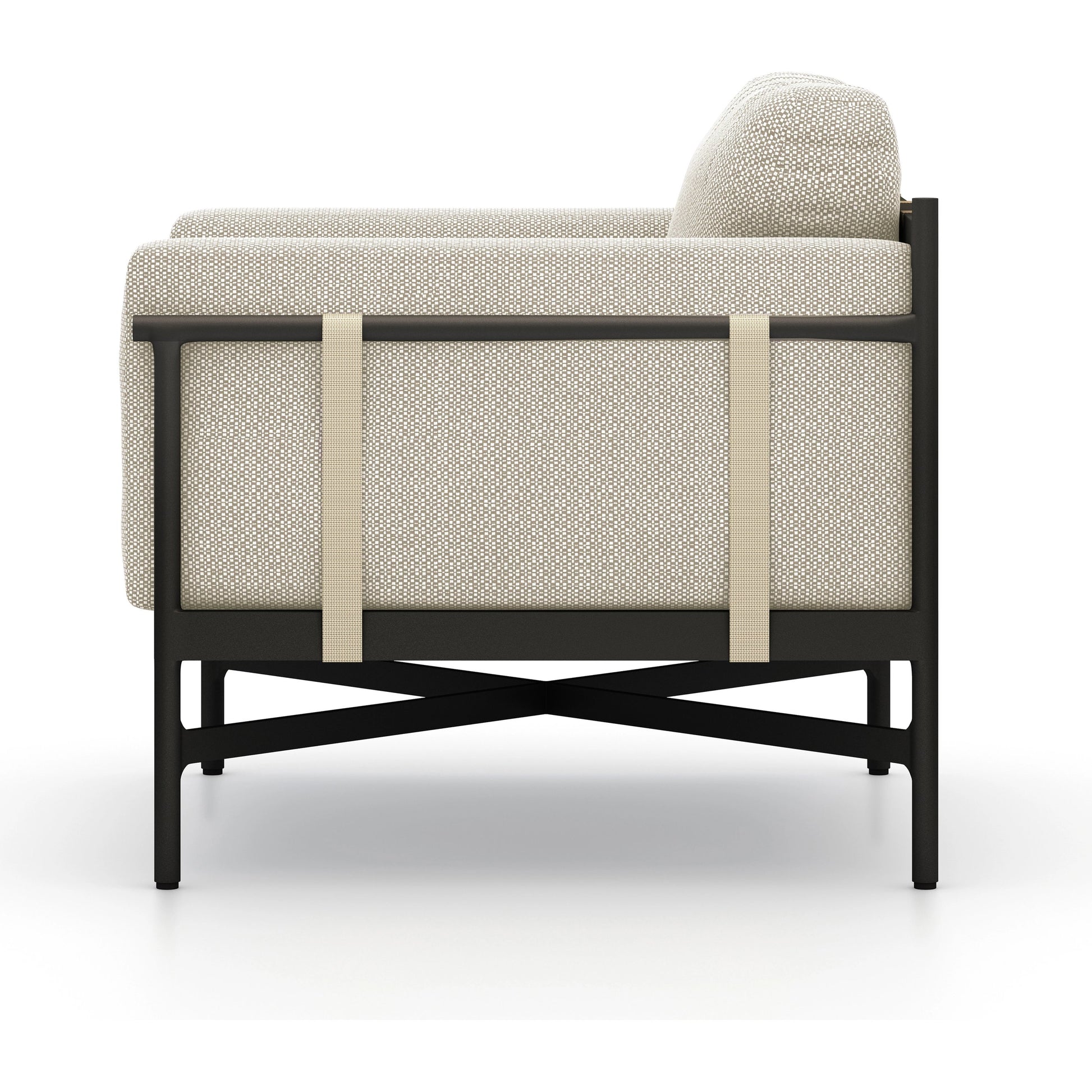 Hearst Outdoor Chair by Four Hands in bronze. Made from 100% olefin, aluminum, 100% polypropylene in a modern style.