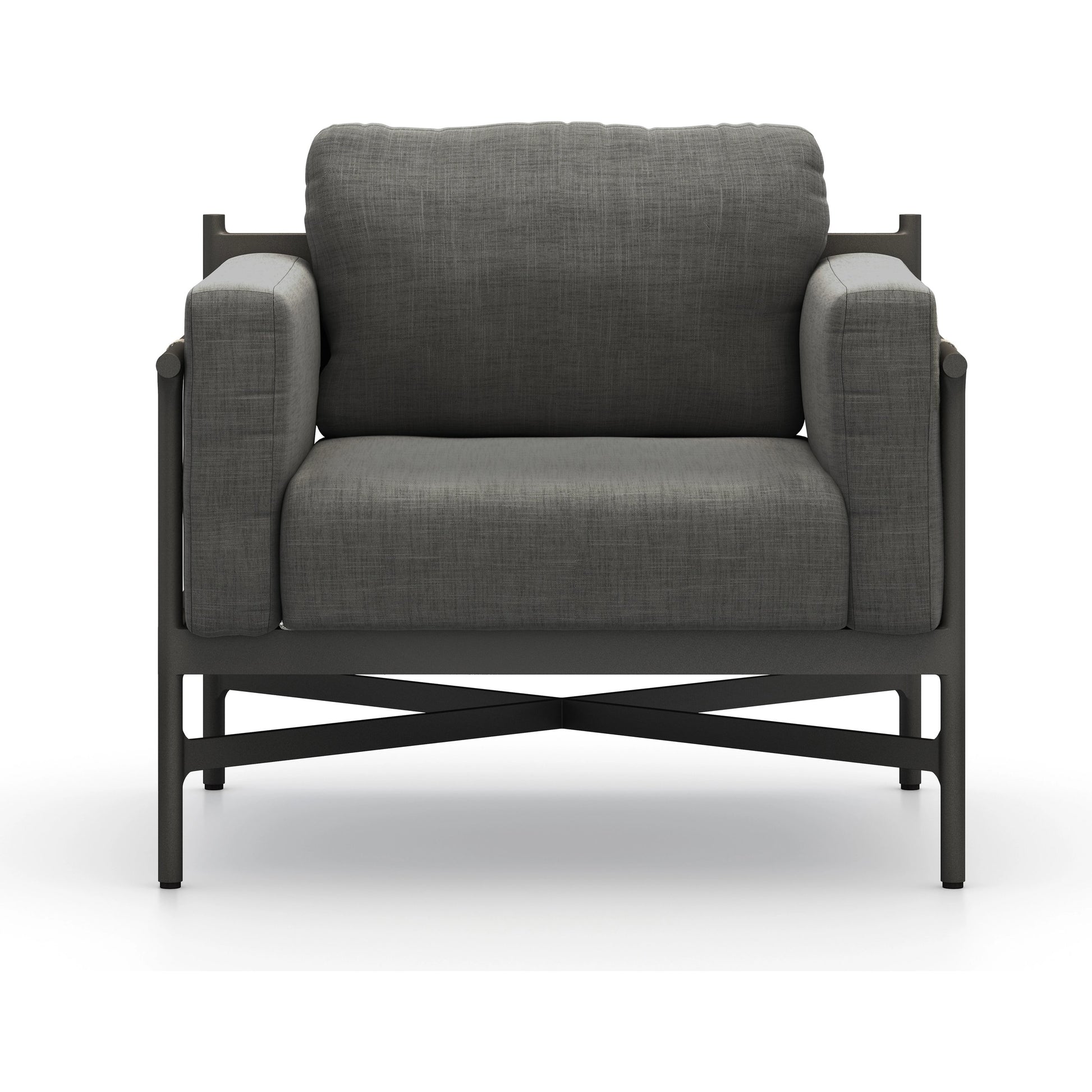 Hearst Outdoor Chair by Four Hands in bronze. Made from 100% olefin, aluminum, 100% polypropylene in a modern style.