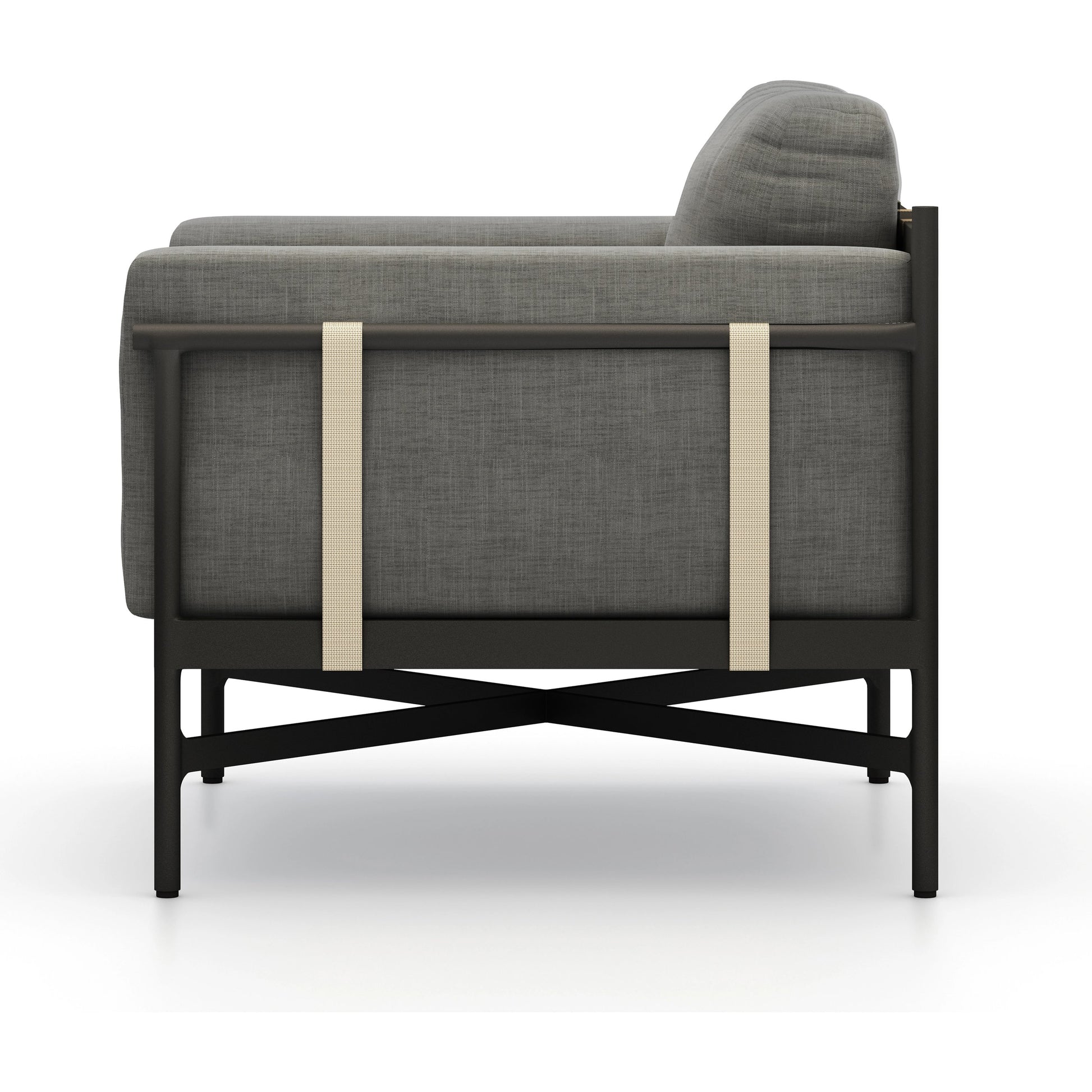 Hearst Outdoor Chair by Four Hands in bronze. Made from 100% olefin, aluminum, 100% polypropylene in a modern style.