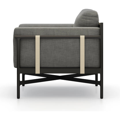 Hearst Outdoor Chair by Four Hands in bronze. Made from 100% olefin, aluminum, 100% polypropylene in a modern style.