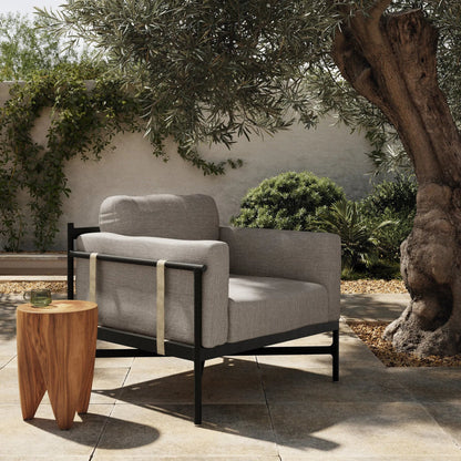 Hearst Outdoor Chair by Four Hands in bronze. Made from 100% olefin, aluminum, 100% polypropylene in a modern style.