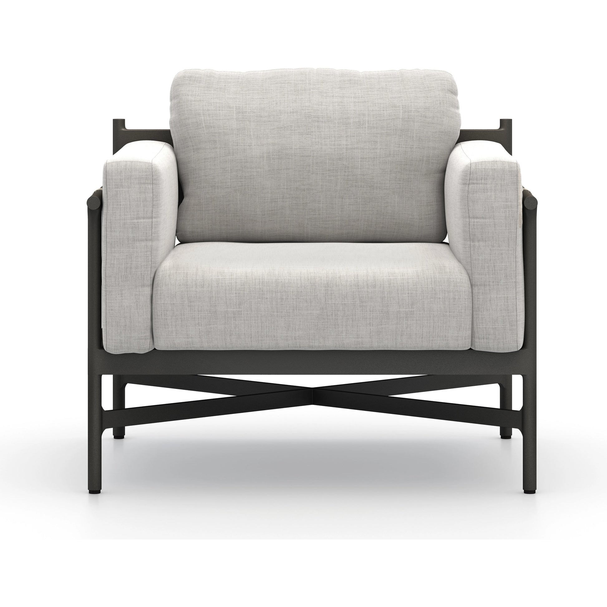 Hearst Outdoor Chair by Four Hands in bronze. Made from 100% olefin, aluminum, 100% polypropylene in a modern style.