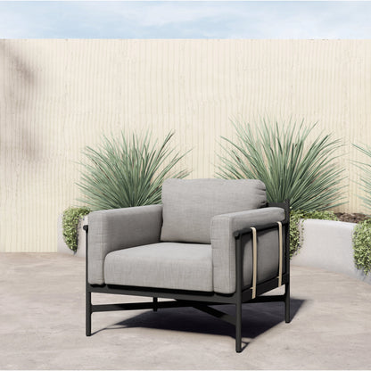 Hearst Outdoor Chair by Four Hands in bronze. Made from 100% olefin, aluminum, 100% polypropylene in a modern style.