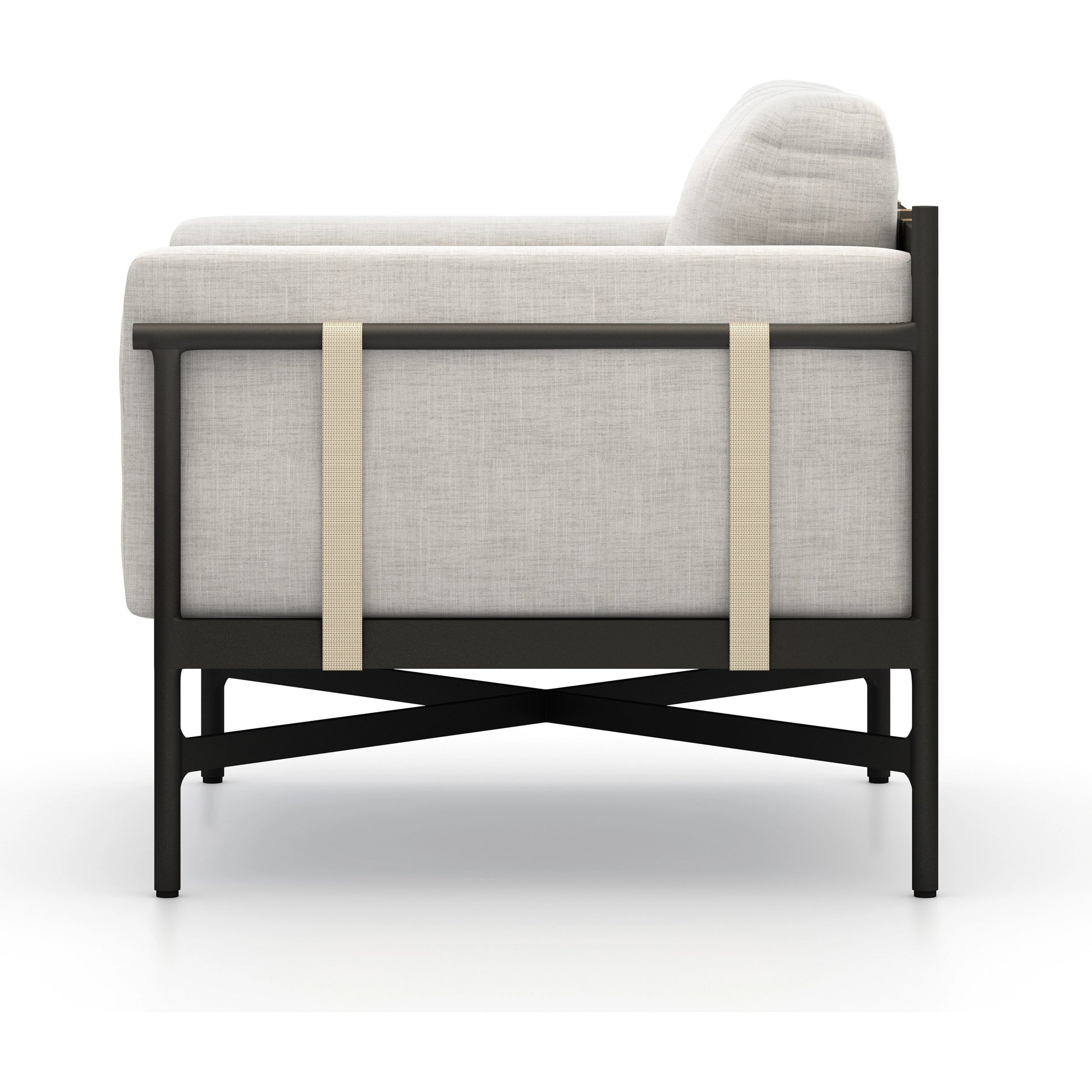 Hearst Outdoor Chair by Four Hands in bronze. Made from 100% olefin, aluminum, 100% polypropylene in a modern style.