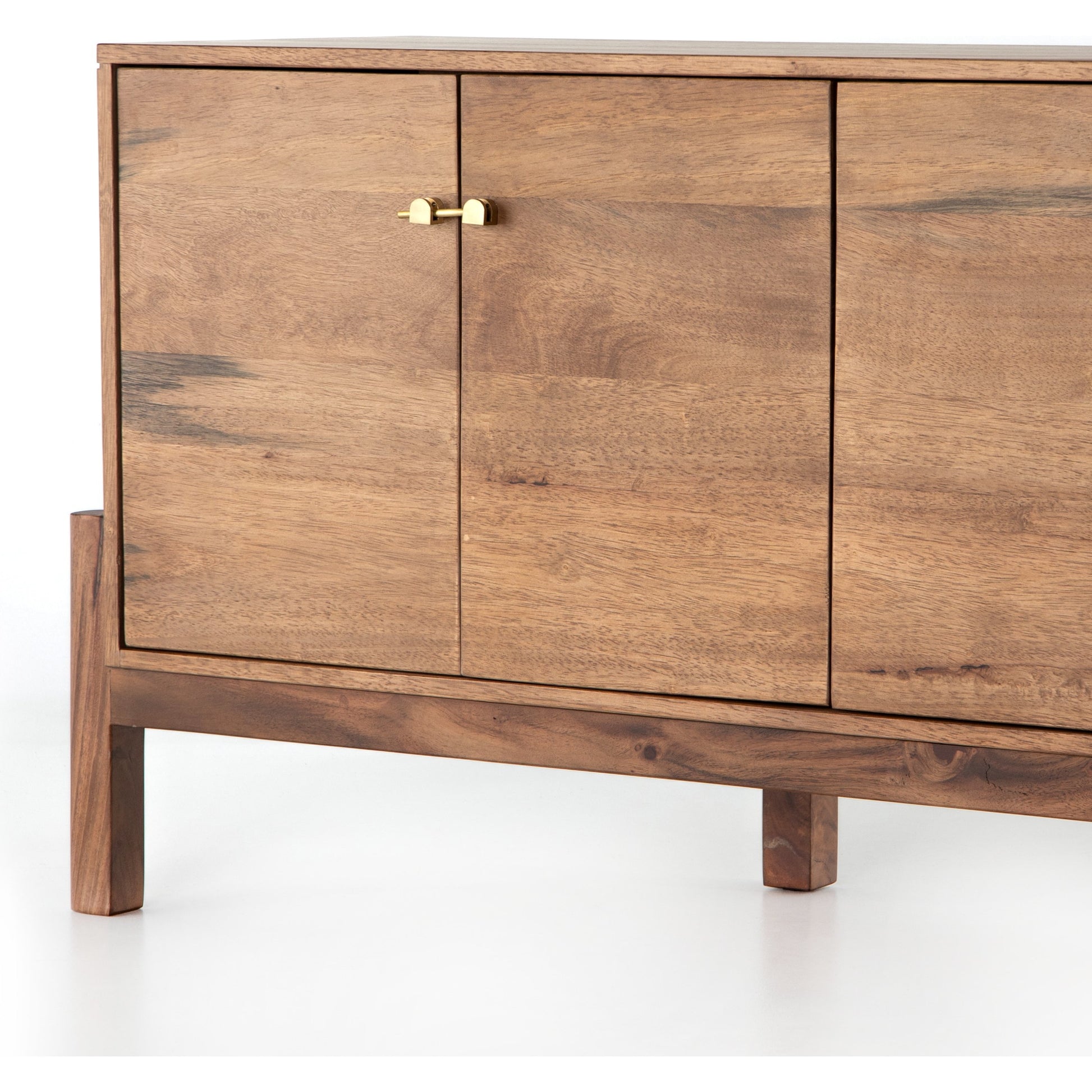 Reza Media Console by Four Hands in worn black. Made from solid parawood, solid acacia, iron in a eclectic & global style.