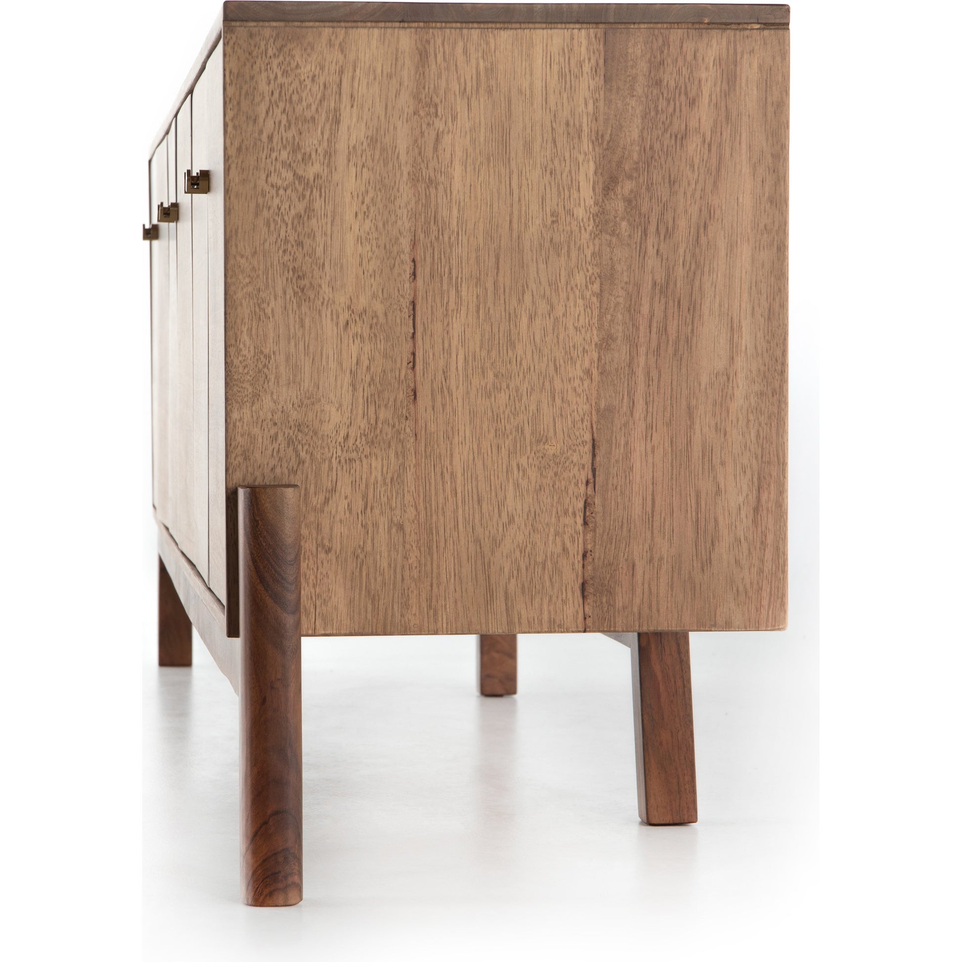 Reza Media Console by Four Hands in worn black. Made from solid parawood, solid acacia, iron in a eclectic & global style.