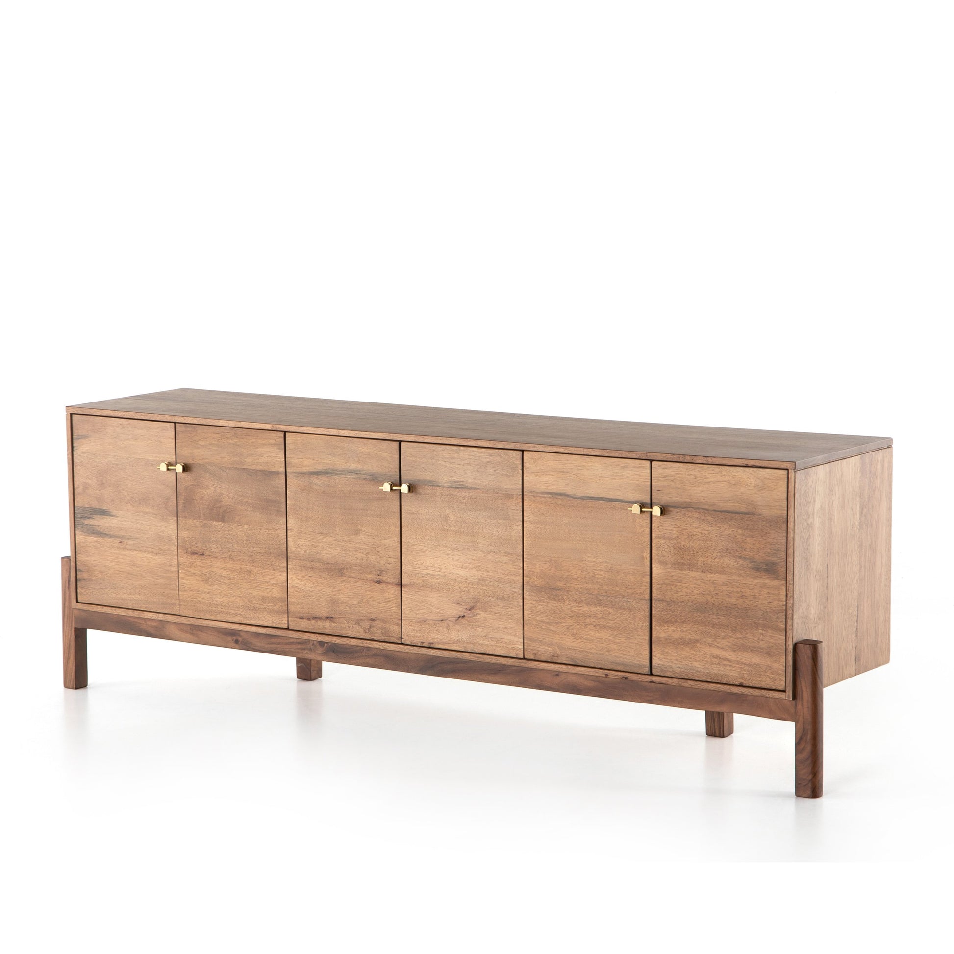 Reza Media Console by Four Hands in worn black. Made from solid parawood, solid acacia, iron in a eclectic & global style.