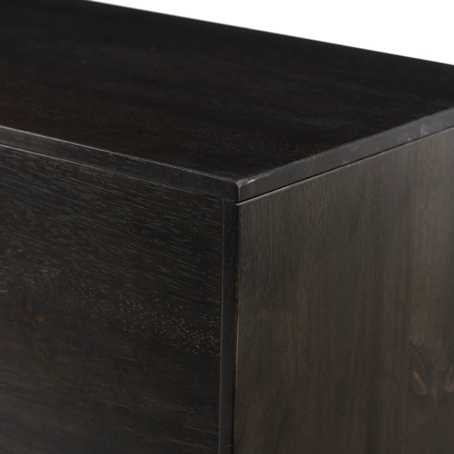 007 SI-2093512 | Additional Silo | Reza Media Console by Four Hands in worn black. Made from solid parawood, solid acacia, iron in a eclectic & global style.