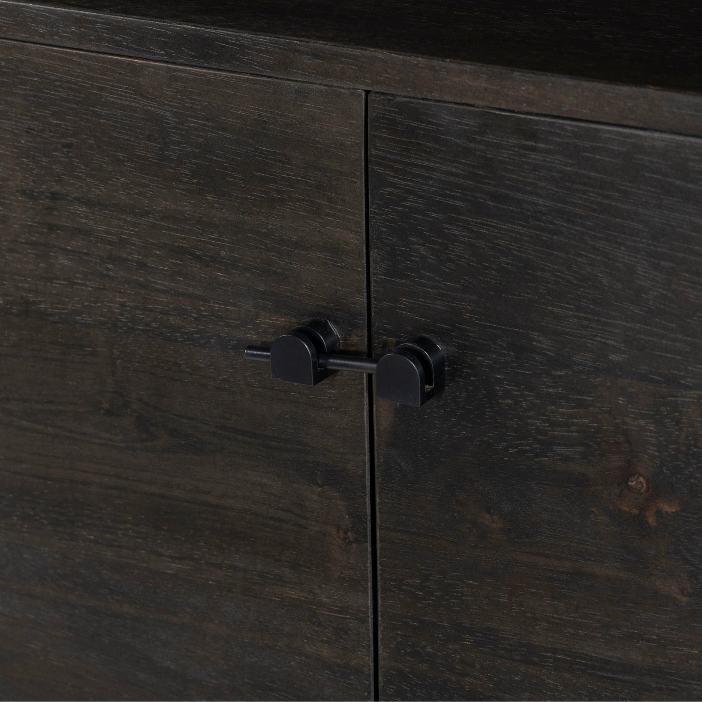 009 SI-2093512 | Additional Silo | Reza Media Console by Four Hands in worn black. Made from solid parawood, solid acacia, iron in a eclectic & global style.