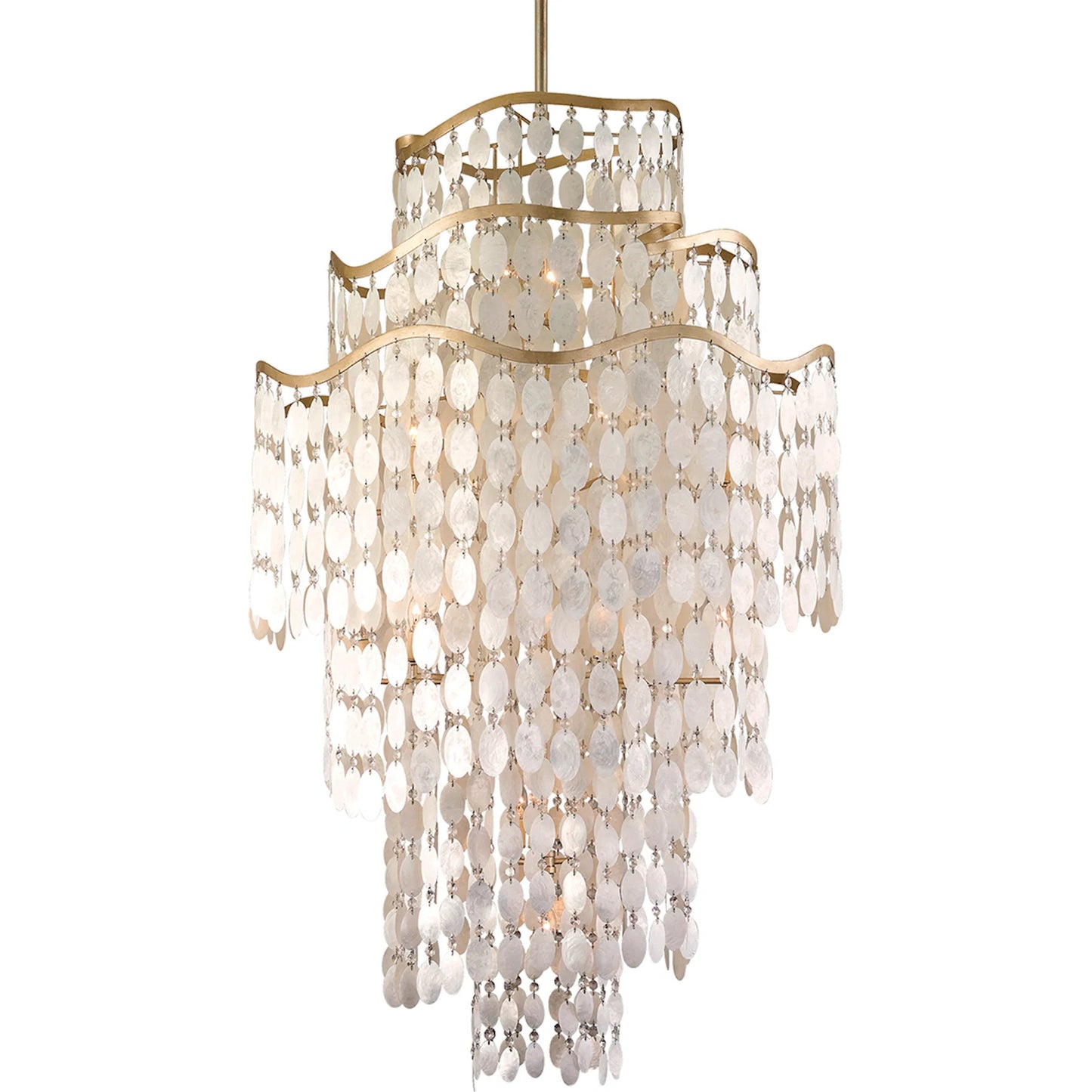 001 SI-2029869 | Primary Silo | Dolce 19 Light Chandelier by Corbett in champagne leaf. Made from hand crafted iron in a modern style.