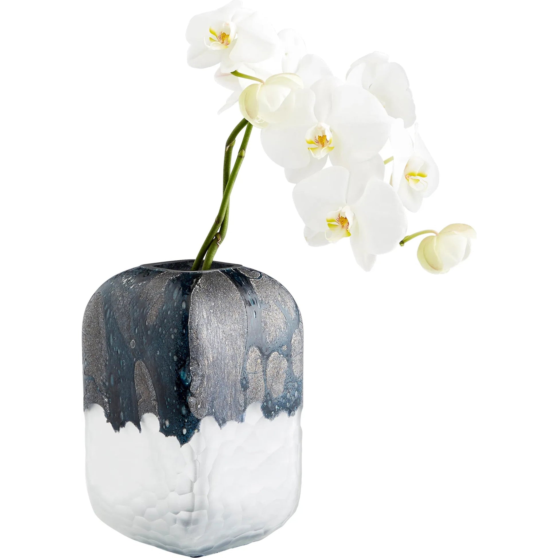 Bosco Vase by Cyan Design in blue, white. Made from glass in a modern style.