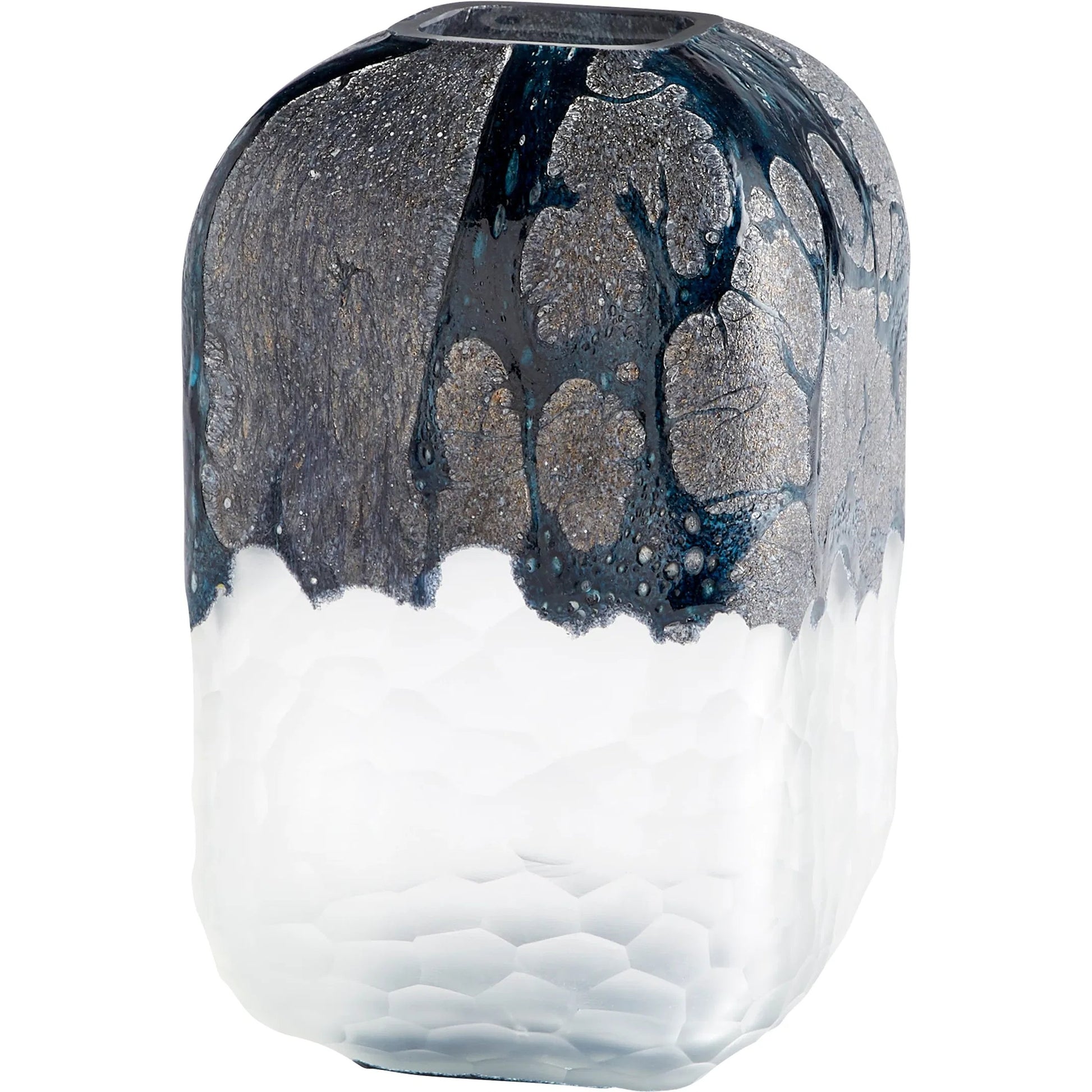 Bosco Vase by Cyan Design in blue, white. Made from glass in a modern style.