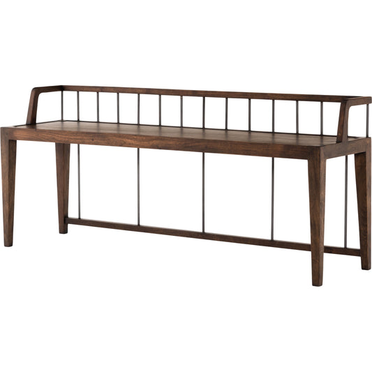 Howard Bench by Four Hands in gunmetal, pecan and pecan. Made from solid mango, iron in a modern style.