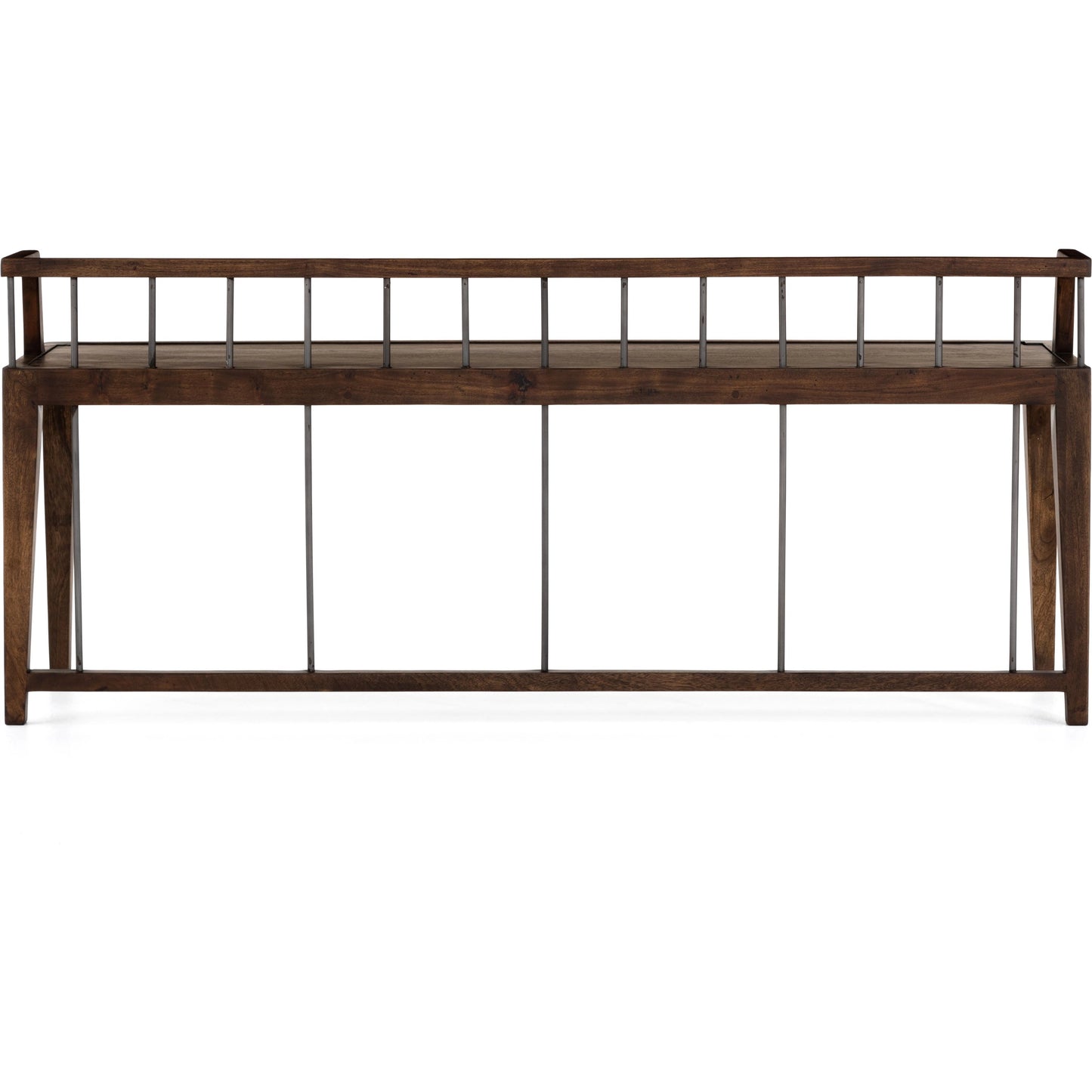 012 SI-1715621 | Additional Silo | Howard Bench by Four Hands in gunmetal, pecan and pecan. Made from solid mango, iron in a modern style.