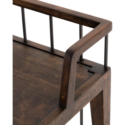Howard Bench by Four Hands in gunmetal, pecan and pecan. Made from solid mango, iron in a modern style.