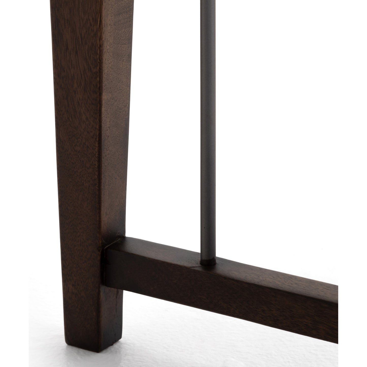 007 SI-1715621 | Closeup | Howard Bench by Four Hands in gunmetal, pecan and pecan. Made from solid mango, iron in a modern style.