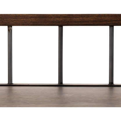 Howard Bench by Four Hands in gunmetal, pecan and pecan. Made from solid mango, iron in a modern style.