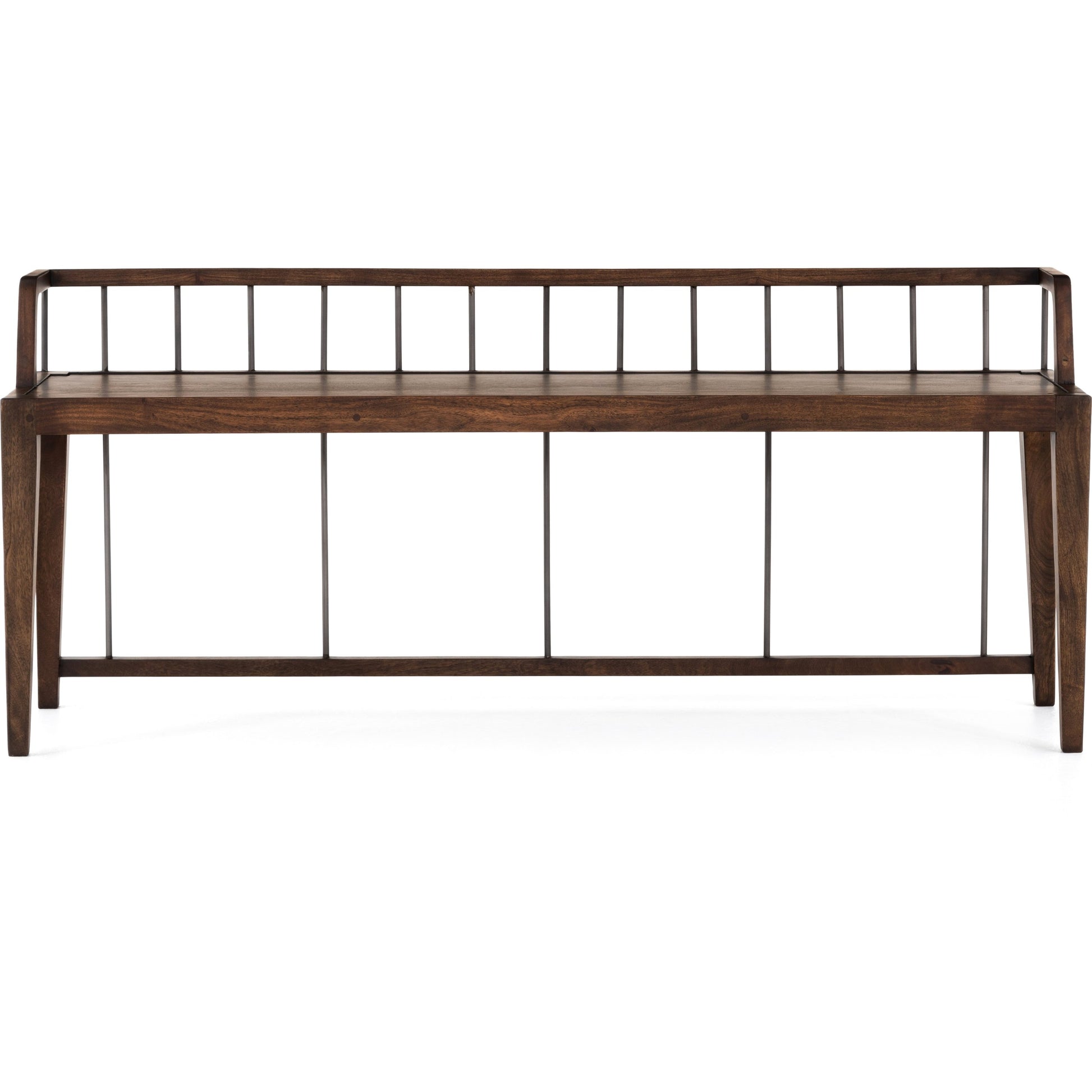 Howard Bench by Four Hands in gunmetal, pecan and pecan. Made from solid mango, iron in a modern style.