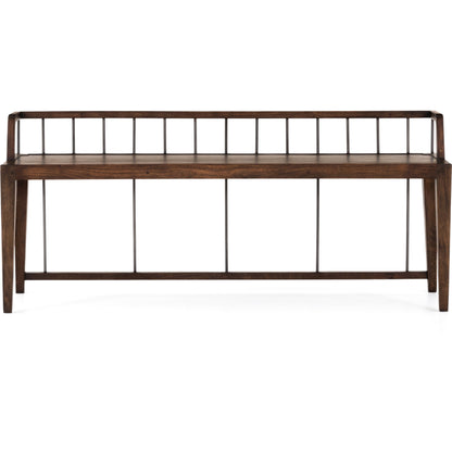 Howard Bench by Four Hands in gunmetal, pecan and pecan. Made from solid mango, iron in a modern style.
