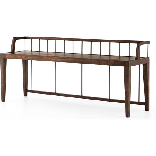 Howard Bench by Four Hands in gunmetal, pecan and pecan. Made from solid mango, iron in a modern style.