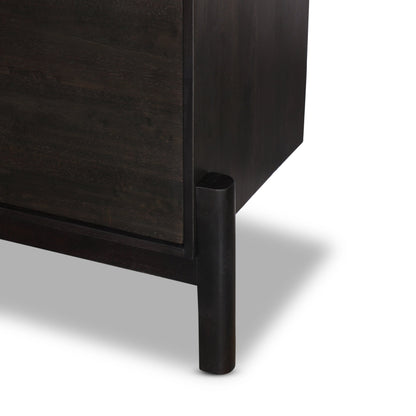 Reza Sideboard by Four Hands in smoked honey. Made from solid parawood, solid acacia, brass in a eclectic & global style.