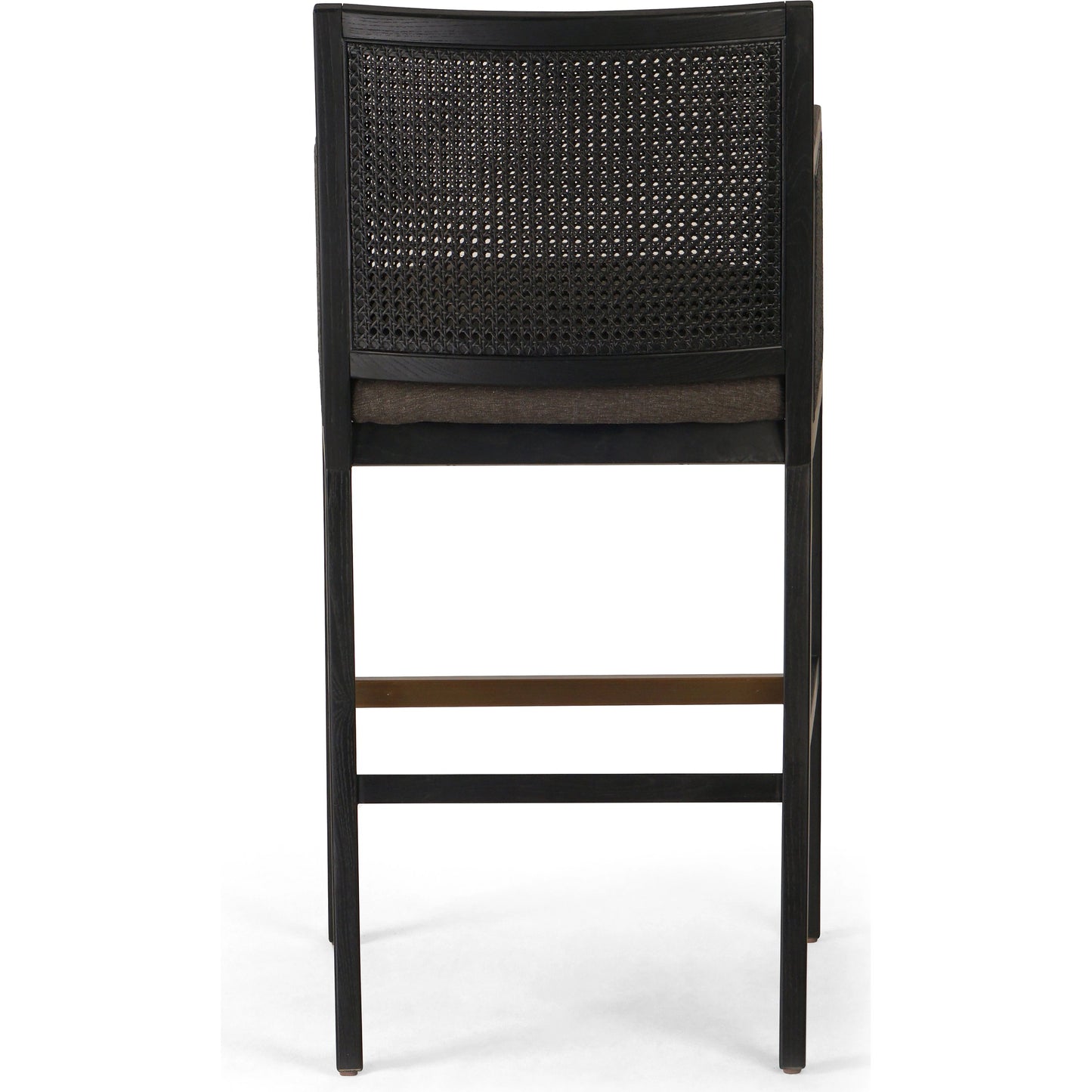 045 SI-1977036 | Additional Silo | Antonia Cane Counter Stool by Four Hands in sonoma black, brushed ebony. Made from top grain leather, solid nettlewood, iron in a modern style.