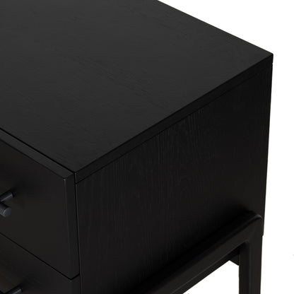 Rosedale Nightstand by Four Hands. Made from oak veneer, top grain leather in a modern style.