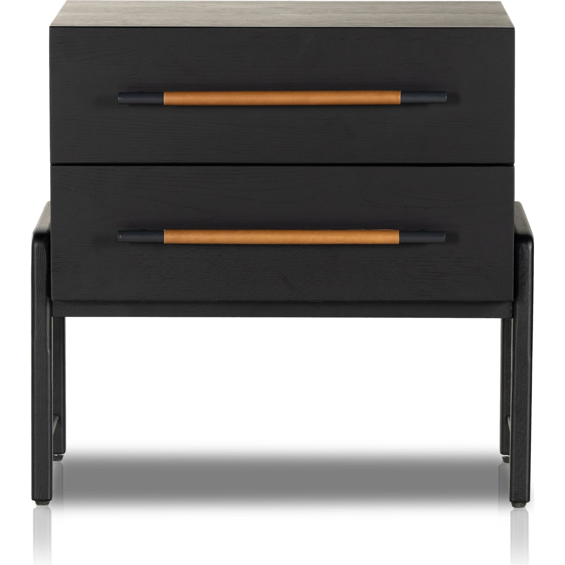 Rosedale Nightstand by Four Hands. Made from oak veneer, top grain leather in a modern style.