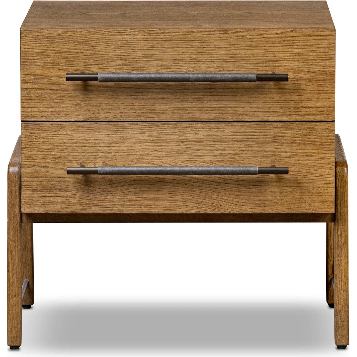 002 SI-2519286 | Additional Silo | Rosedale Nightstand by Four Hands in amber oak veneer, chaps ebony. Made from oak veneer, top grain leather in a unique style.