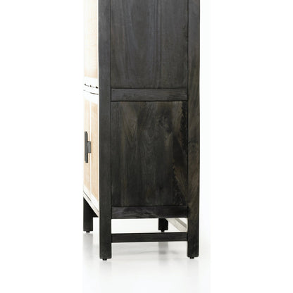 Caprice Bar Cabinet by Four Hands in natural mango, natural cane. Made from solid mango, cane in a coastal style.