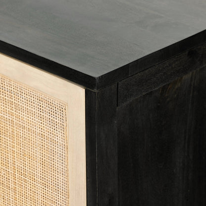 Caprice Bar Cabinet by Four Hands in natural mango, natural cane. Made from solid mango, cane in a coastal style.