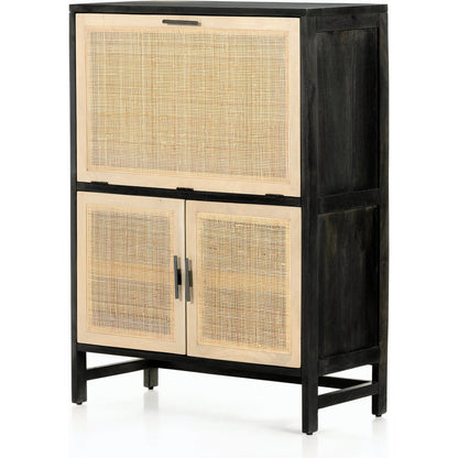 Caprice Bar Cabinet by Four Hands in natural mango, natural cane. Made from solid mango, cane in a coastal style.
