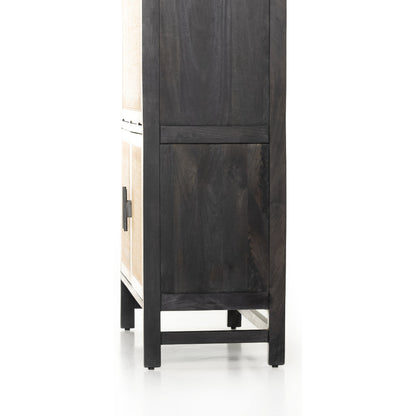 Caprice Bar Cabinet by Four Hands in natural mango, natural cane. Made from solid mango, cane in a coastal style.