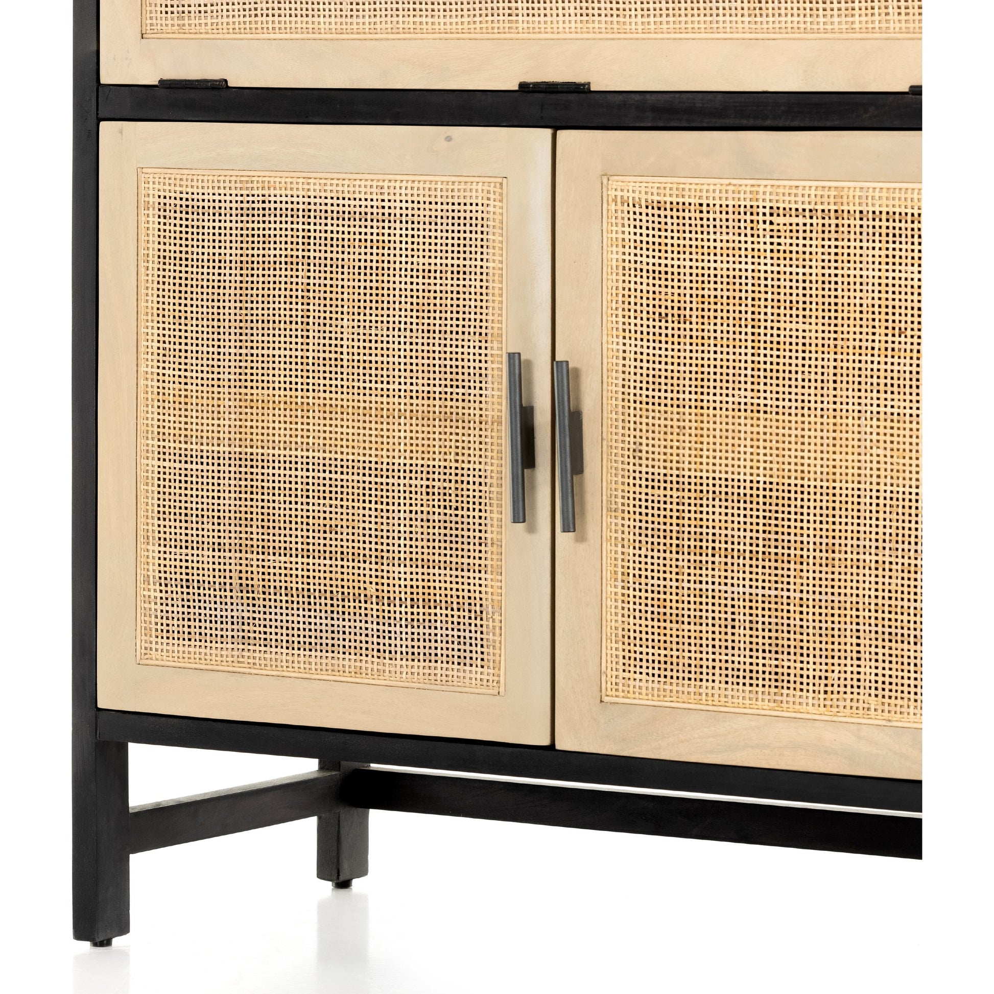 Caprice Bar Cabinet by Four Hands in natural mango, natural cane. Made from solid mango, cane in a coastal style.