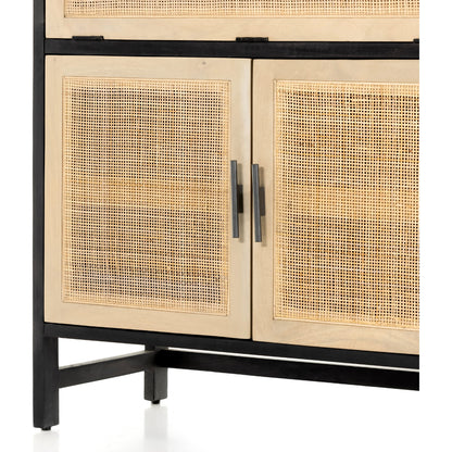 Caprice Bar Cabinet by Four Hands in natural mango, natural cane. Made from solid mango, cane in a coastal style.