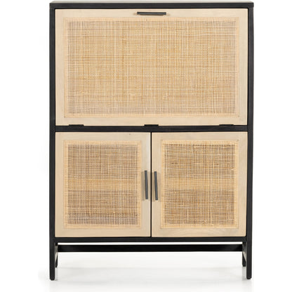 Caprice Bar Cabinet by Four Hands in natural mango, natural cane. Made from solid mango, cane in a coastal style.