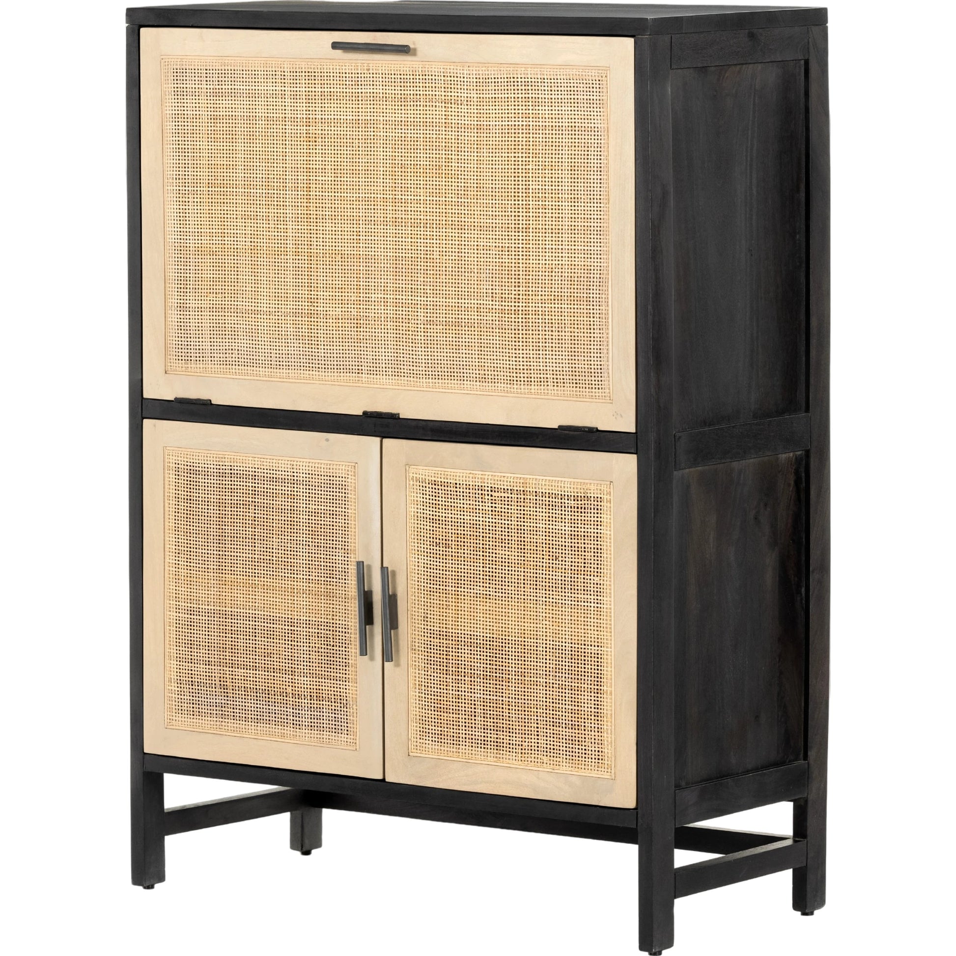 Caprice Bar Cabinet by Four Hands in natural mango, natural cane. Made from solid mango, cane in a coastal style.