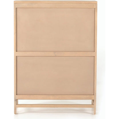 Caprice Bar Cabinet by Four Hands in natural mango, natural cane. Made from solid mango, cane in a coastal style.