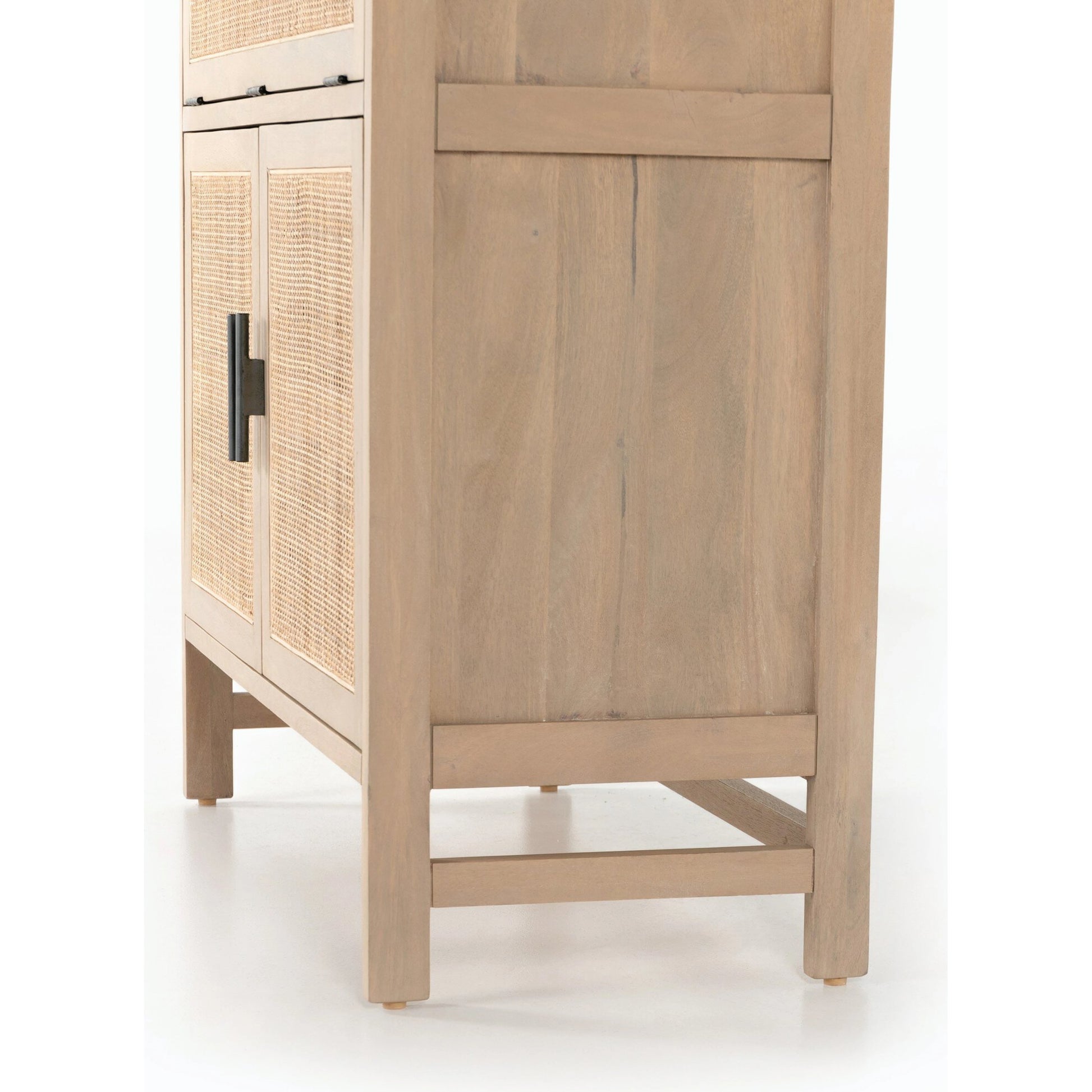 Caprice Bar Cabinet by Four Hands in natural mango, natural cane. Made from solid mango, cane in a coastal style.