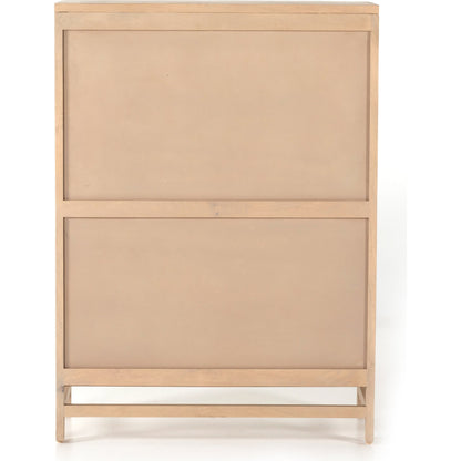 Caprice Bar Cabinet by Four Hands in natural mango, natural cane. Made from solid mango, cane in a coastal style.