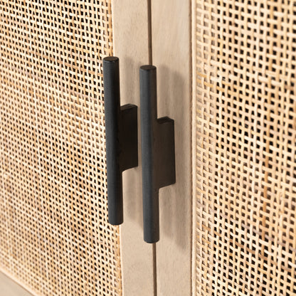 Caprice Bar Cabinet by Four Hands in natural mango, natural cane. Made from solid mango, cane in a coastal style.
