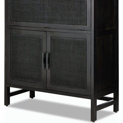Caprice Bar Cabinet by Four Hands in natural mango, natural cane. Made from solid mango, cane in a coastal style.