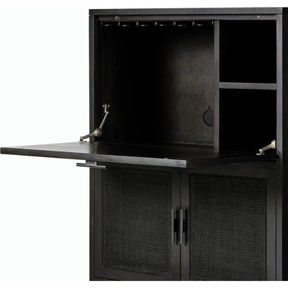 Caprice Bar Cabinet by Four Hands in natural mango, natural cane. Made from solid mango, cane in a coastal style.