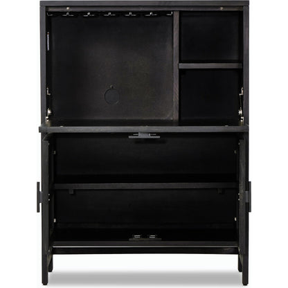 Caprice Bar Cabinet by Four Hands in natural mango, natural cane. Made from solid mango, cane in a coastal style.