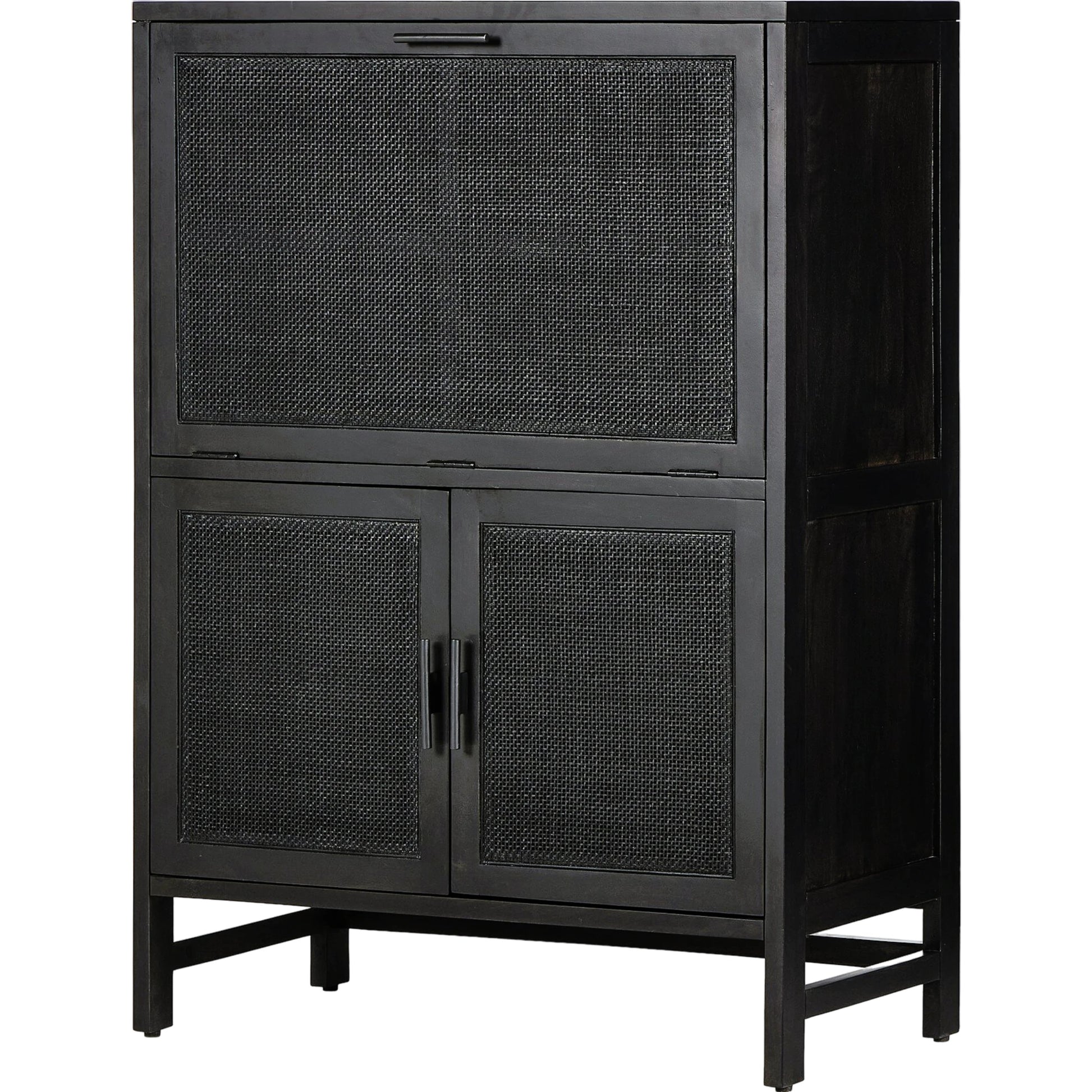 Caprice Bar Cabinet by Four Hands in natural mango, natural cane. Made from solid mango, cane in a coastal style.